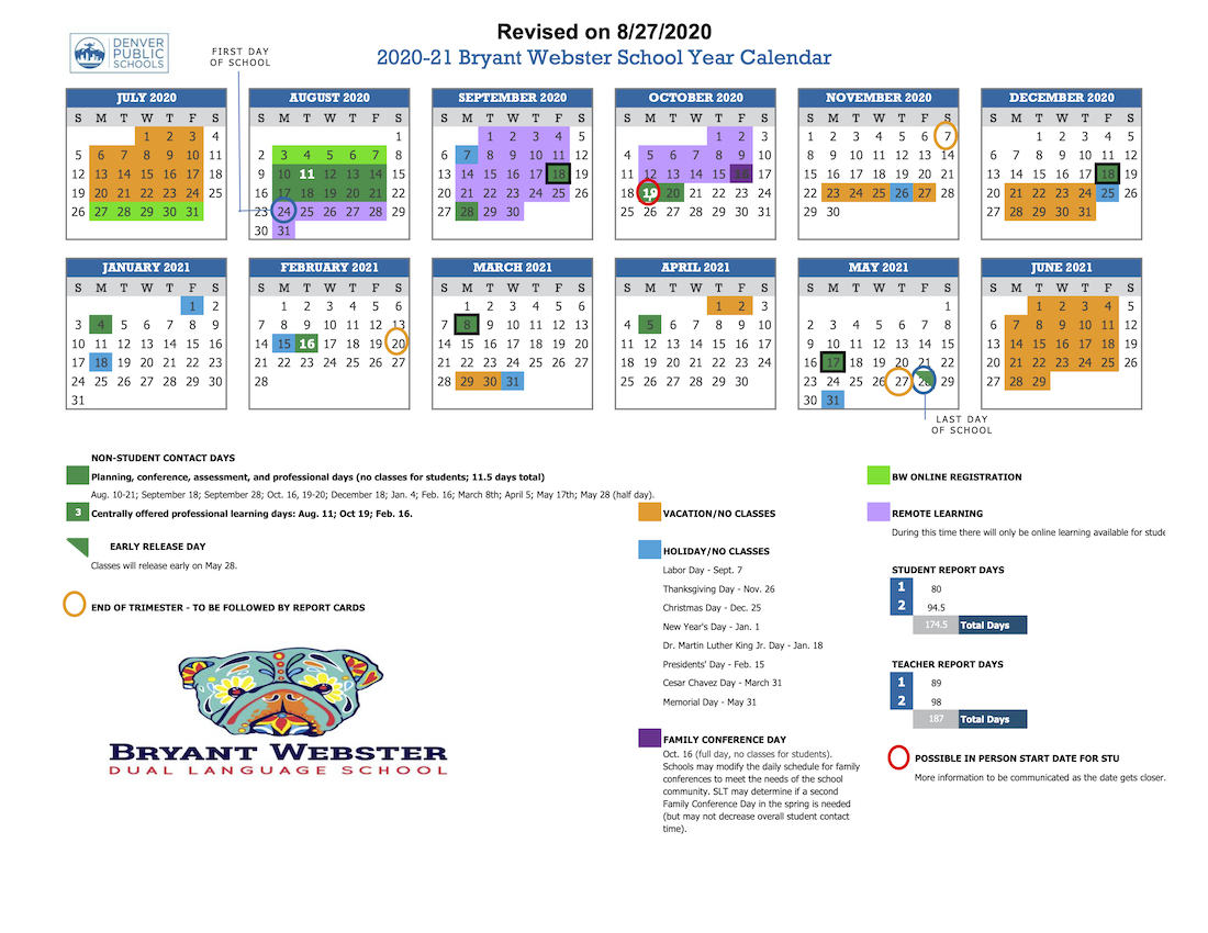 BryantWebster Dual Language School » Calendar